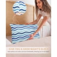 thumbnail image 5 of Blue White Ombre Pillow Cases Queen Size Set of 2, Smooth Satin Pillowcase for Hair and Skin, Modern Geometric Gradient Ocean Striped Decorative Cooling Bed Pillow Covers with Zipper, 20x30 Inches, 5 of 5