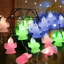 Halloween Ghost LED String Lights,9.8ft 20 LEDs Halloween Decor Party Colorful String Lights Battery Operated Copper Wire Night Light Patio Waterproof Halloween Birthday Decor