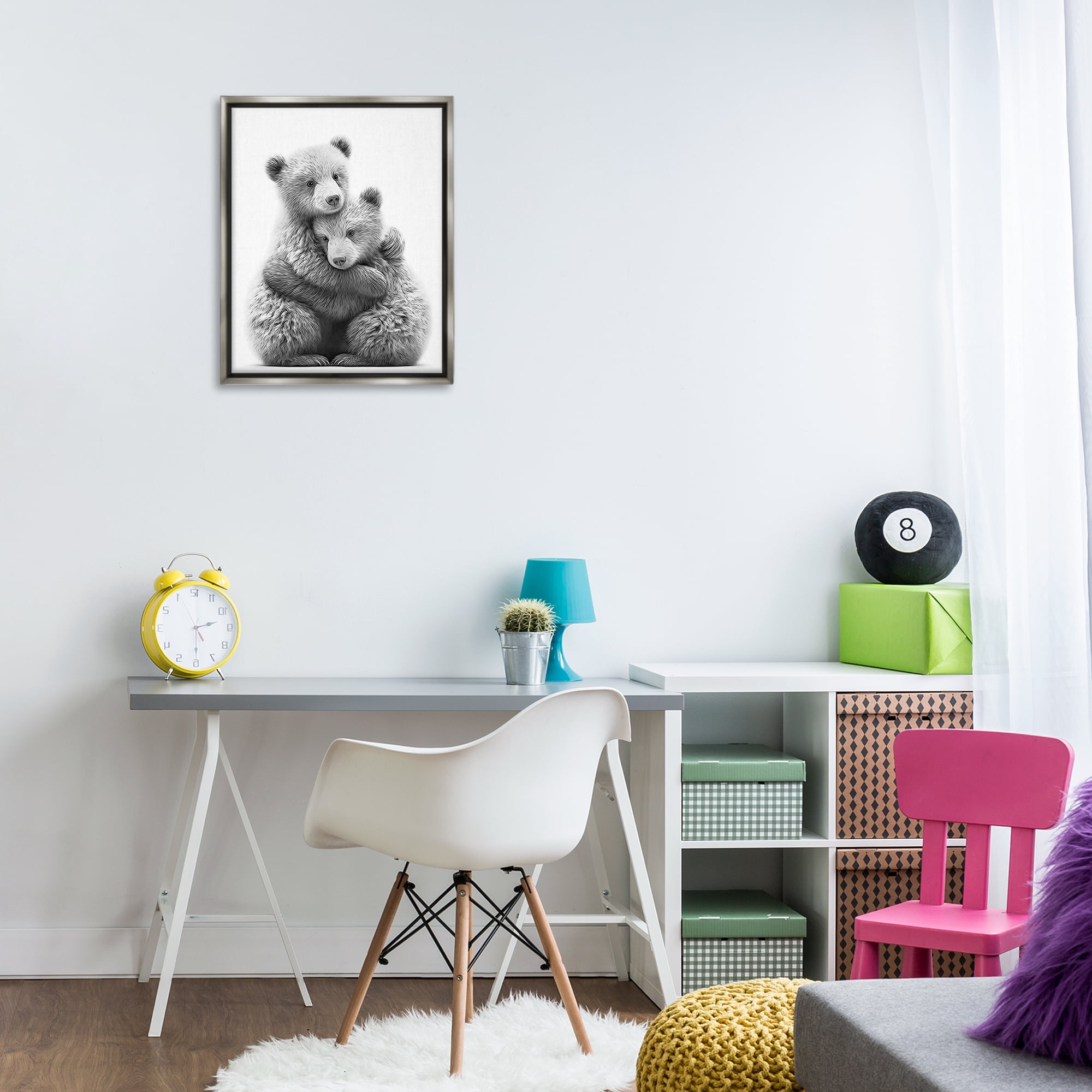 Stupell Industries Two Hugging Bears Animals & Insects Painting Gray Floater Framed Art Print Wall Art, 17 x 21