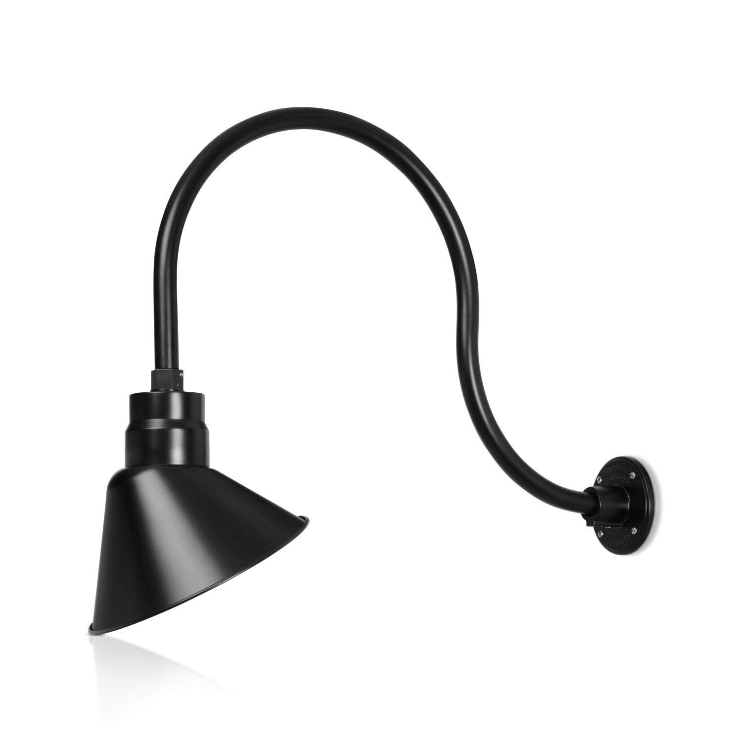 10in. Satin Black Angle Shade Gooseneck Barn Light Fixture With 24in