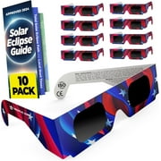 Solar Eclipse Glasses 10 Pack - 2024 CE and ISO Certified American Design Safe Shades for Direct Sun Viewing - Medical King