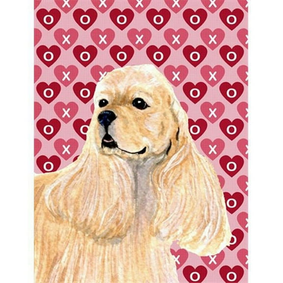 11 x 15 In. Buff Cocker Spaniel Hearts Love Valentines Day Flag, Garden Size