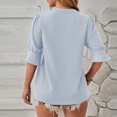 thumbnail image 4 of ATOYSOY Women's Casual Elegant Dressy Shirts Loose Pleated Tops Ruffle Sleeve Basic Tees Deep V Neck Blouses Cleanrance Solid Color Pullovers Summer Fashion for Female Blue L, 4 of 4