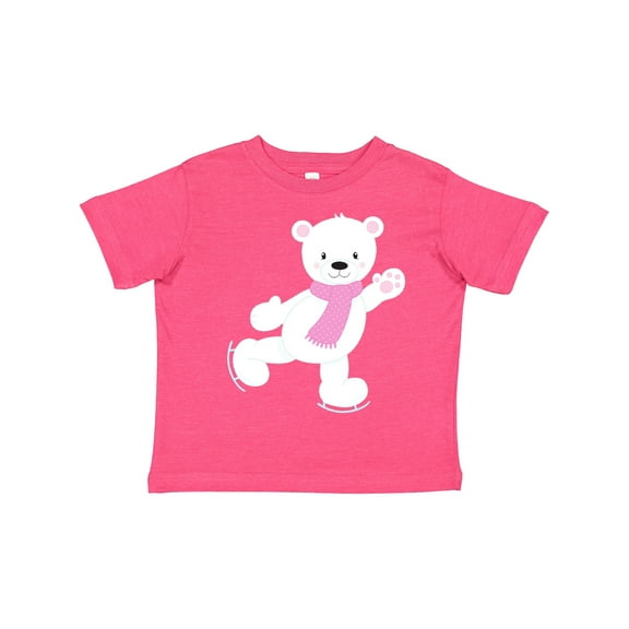 Inktastic Polar Bear, White Bear, Ice Skating Bear, Scarf Boys or Girls Toddler T-Shirt