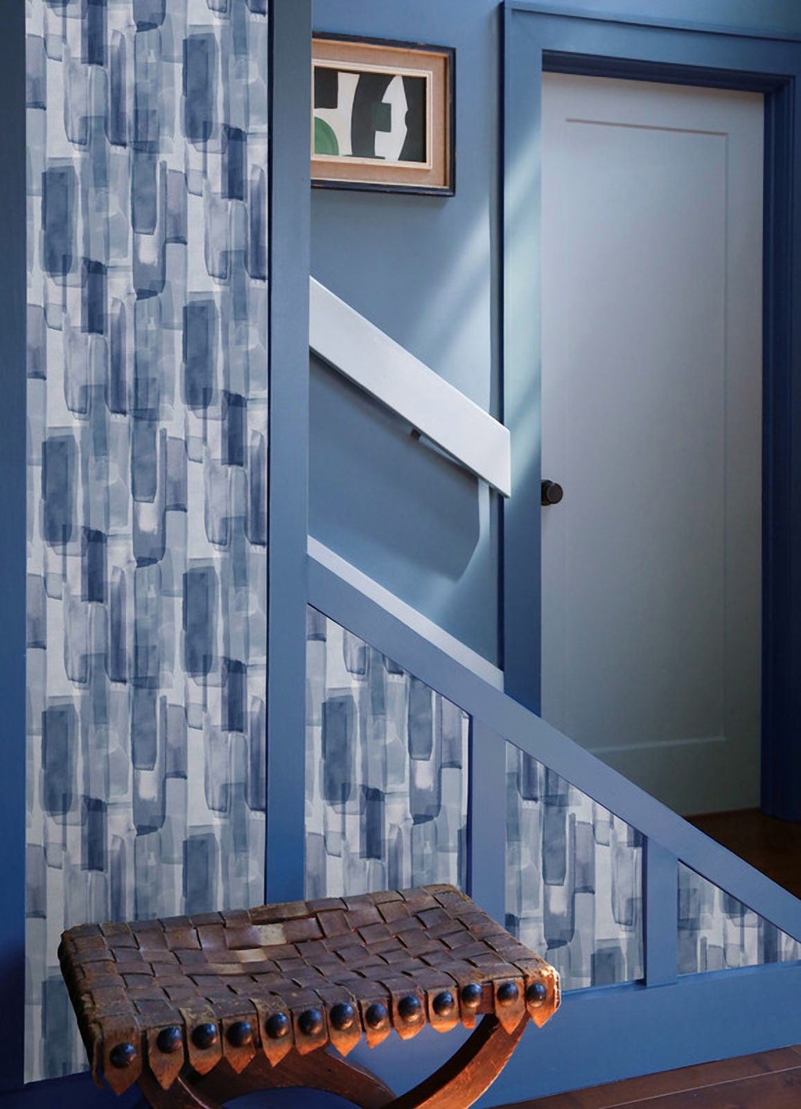 Mr. Kate Watercolor Glass Dark Blue Peel and Stick Wallpaper