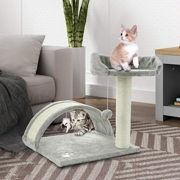 Scratchme 17 Height Tree Condo With Scratching Post Cat Tower Pet Play House With Toy Grey 1 Pack Walmart Com Walmart Com