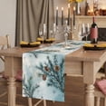 thumbnail image 2 of Blue Christmas Table Runner 90 Inches Long, Cotton Linen Table Runner Dresser Scarf, Xmas Botanical Pine Cones Fabric Tablerunners for Dining Coffee Tables Wedding Holiday Party 13"x90", 2 of 9
