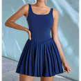 thumbnail image 3 of Falda Plisada para Yoga, Correr, Fitness, Tenis, Azul Marino, Talla M, 3 of 7