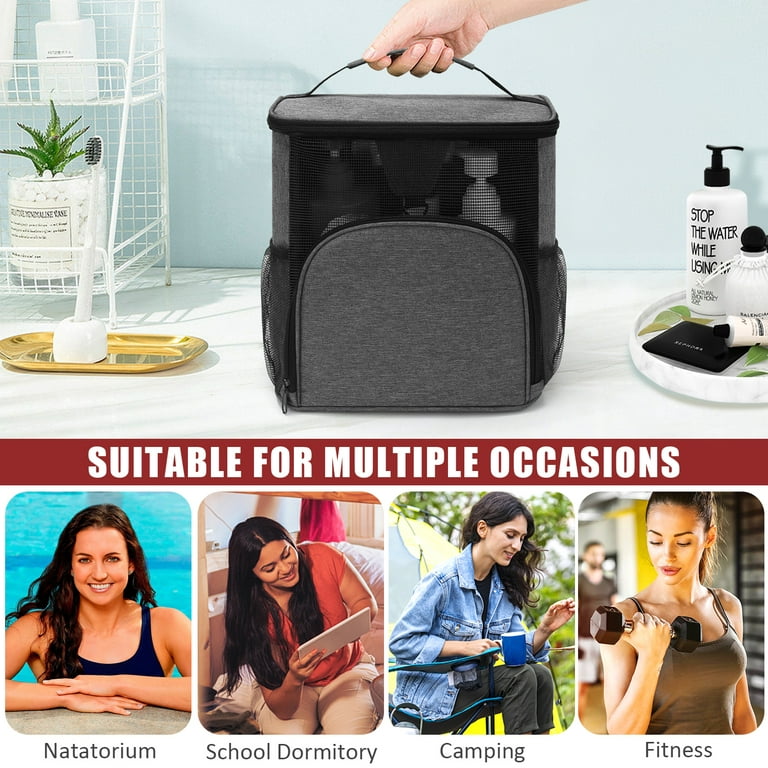 Livhil Shower Bag with Phone Holder for College Dorm, Hanging Portable Mesh  Gym Shower Caddy Toiletry Bag for Women Men 