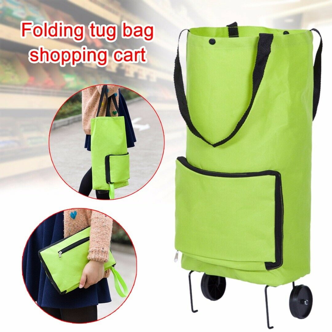Details about   2 in 1 Foldable Trolley Bag Cart Shopping Bag With Wheel Portable Luggage ❤ 