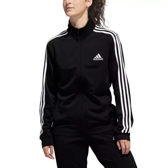 adidas Ladies' 3-Stripes Midweight Raglan Sleeves Track Jacket (Black, Medium)