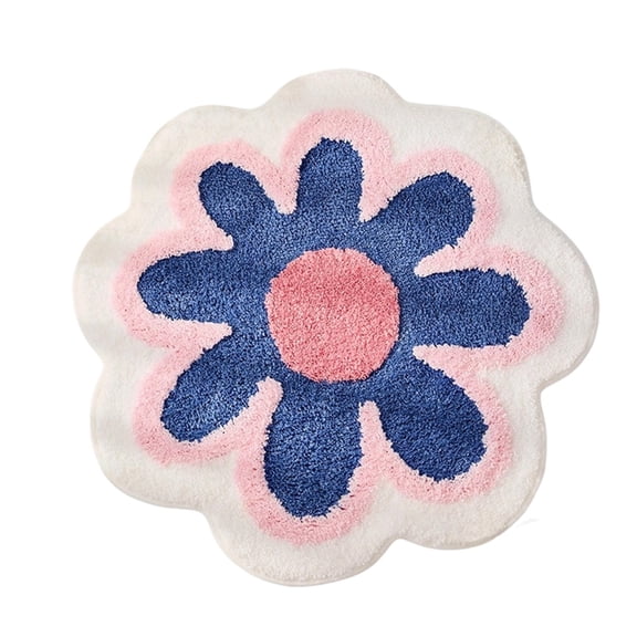 Anckoeil Flower Shape Bath Mat, Soft Absorbent Antiskid Bathroom Floor Rug, Decorative Waterproof Mat, 31.5 x 31.5 in