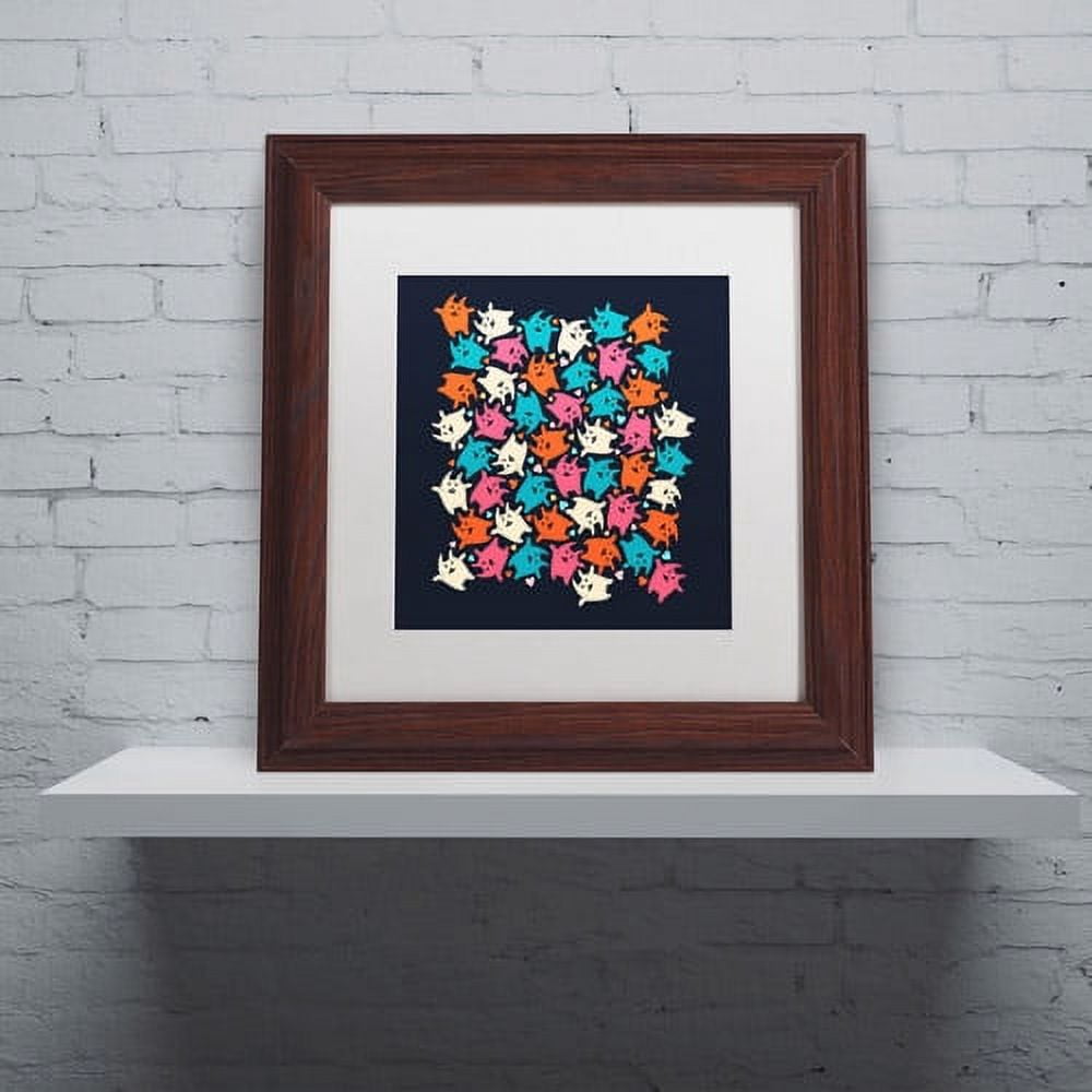 Trademark Fine Art "Tiny Tumbling Kittens" Canvas Art by Carla Martell, White Matte, Wood Frame