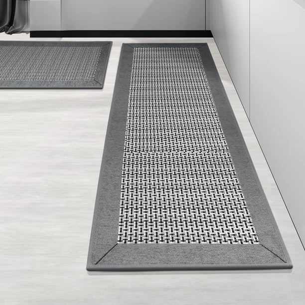 Juego de 2 Tapetes para Cocina 43x80+43x120cm Tapete Antifatiga Lavable y Antiderrapante Alfombras y Tapetes Caucho Natural Adecuado para Cocina Fregadero Oficina Lavandería Gris
