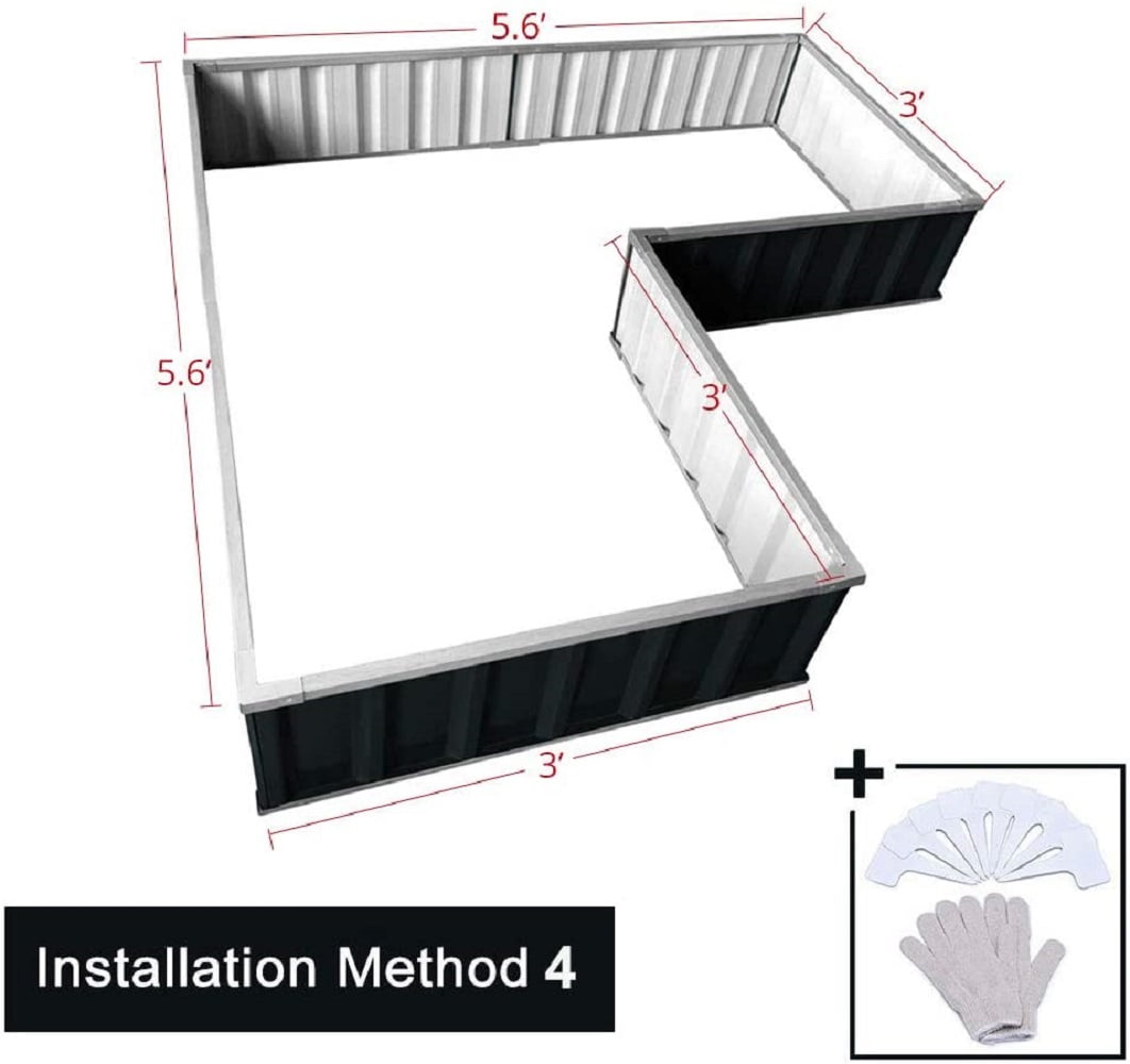 KING BIRD Raised Garden Bed 101"x 36"x 12" 4 Installation Methods Dark