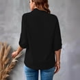 thumbnail image 4 of Camisa de Manga Corta con Cuello en V de las Señoras Casual, de Moda de Color Sólido para el Verano, 4 of 6