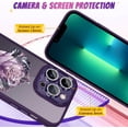 thumbnail image 4 of Fairy Rose for iPhone 13 Pro Case for Women Girls Built-in Glitter Sparkly Screen Protector Camera Protection Lens Shockproof Rose Floral Pattern Phone Case -Purple, 4 of 12