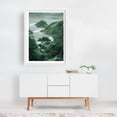 thumbnail image 2 of Japanese Coastal Wall Art Forest Print Sage Green Wabi Sabi Painting japandi Art chinoiserie poster - Japan Painting Scenic Landscape Nature Coastal Mountain White Framed Wall Art Print 24 x 36 inches, 2 of 3