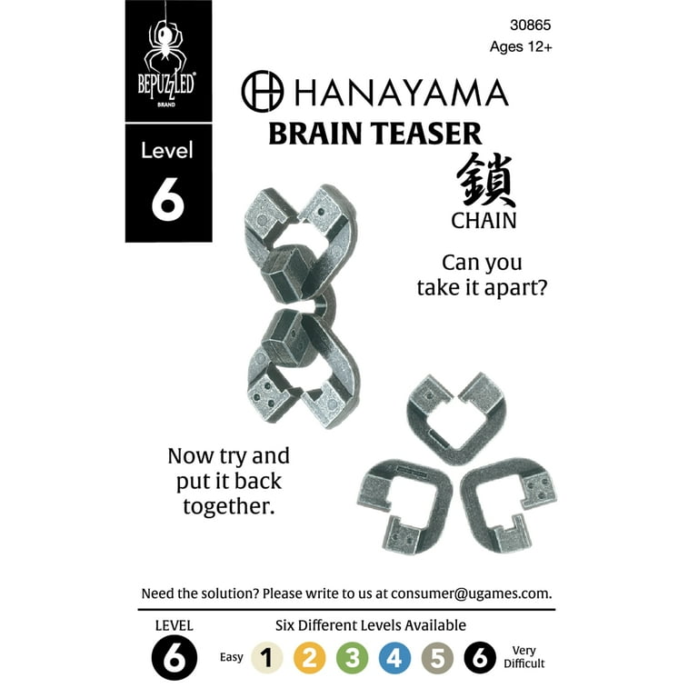 BePuzzled, Chain Hanayama Metal Brainteaser Puzzle Level 6 Ages 12