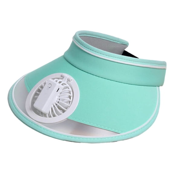 RoamHome Translucent Sun Visor Hat with Mini Fan Rechargeable, 360 Degree Rotating, Summer Big Eaves Outdoor Cool Hat for Outdoor Hiking Fishing Camping (Light blue)
