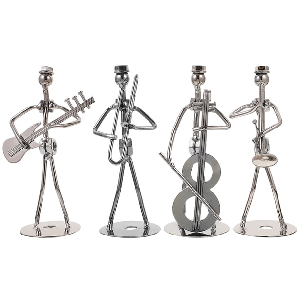 4 Uds estatua de Bandsman abstracta decoración de mesa figurita minimalista instrumento de juego regalo para amantes de la música