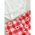 thumbnail image 5 of Aunavey 3Pcs My First Valentines Day Baby Girls Outfit Long Sleeve Romper Heart Bell Bottoms Headband, 5 of 8
