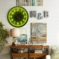 thumbnail image 4 of Neon Clock Wall Decor Green Light  10-Inch Silent Wooden Wall Clock, Battery Operated (AA Batteries Not Included), Artistic Home Decor, 4 of 7