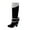 Black, variant on OAVQHLG3B Women's Comfortable Flap Warm Velvet Belt Buckle Round Head Thick With High Heeled Knee Boots