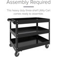 thumbnail image 2 of Hirsh 3 Shelf RTA Metal Utility Cart 30" D x 16" W x 32" H in Black, 2 of 9