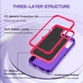 thumbnail image 2 of I-HONVA Compatible with iPhone 15 Case,3-Layer Military Grade Drop Protection Anti-Slip Bumper Rugged Shockproof Dustproof Protection 6.1 inch Phone Case,Purple Pink, 2 of 7