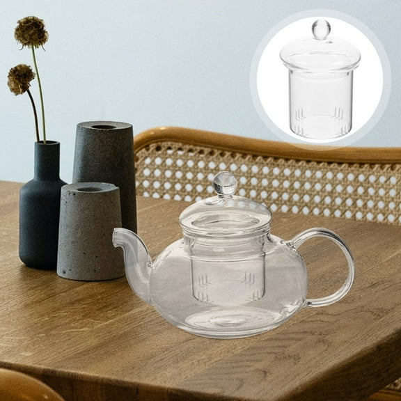 Glass Teapot Infuser Replacement Detachable Tea Strainer with Lid Loose Tea Filter for 600ml Glass Tea Kettle Steeper
