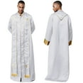 thumbnail image 2 of renvena Mens Church Catholic Priest Chasubles Vestments Clergy Costume Mass Robe with Stole White XL, 2 of 7