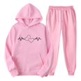 thumbnail image 1 of Gibobby Conjunto de sudadera para mujer Traje de pantalón con capucha y traje de terciopelo con estampado de y pareja informal a la moda para mujer(Rosa,G), 1 of 2