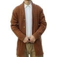 thumbnail image 2 of gbyLJF Men's Mid-length Knitted Cardigan Solid Color Turndown Collar Long Sleeve Jacket Slim Fit Full Button Down Sweater Coat, 2 of 4