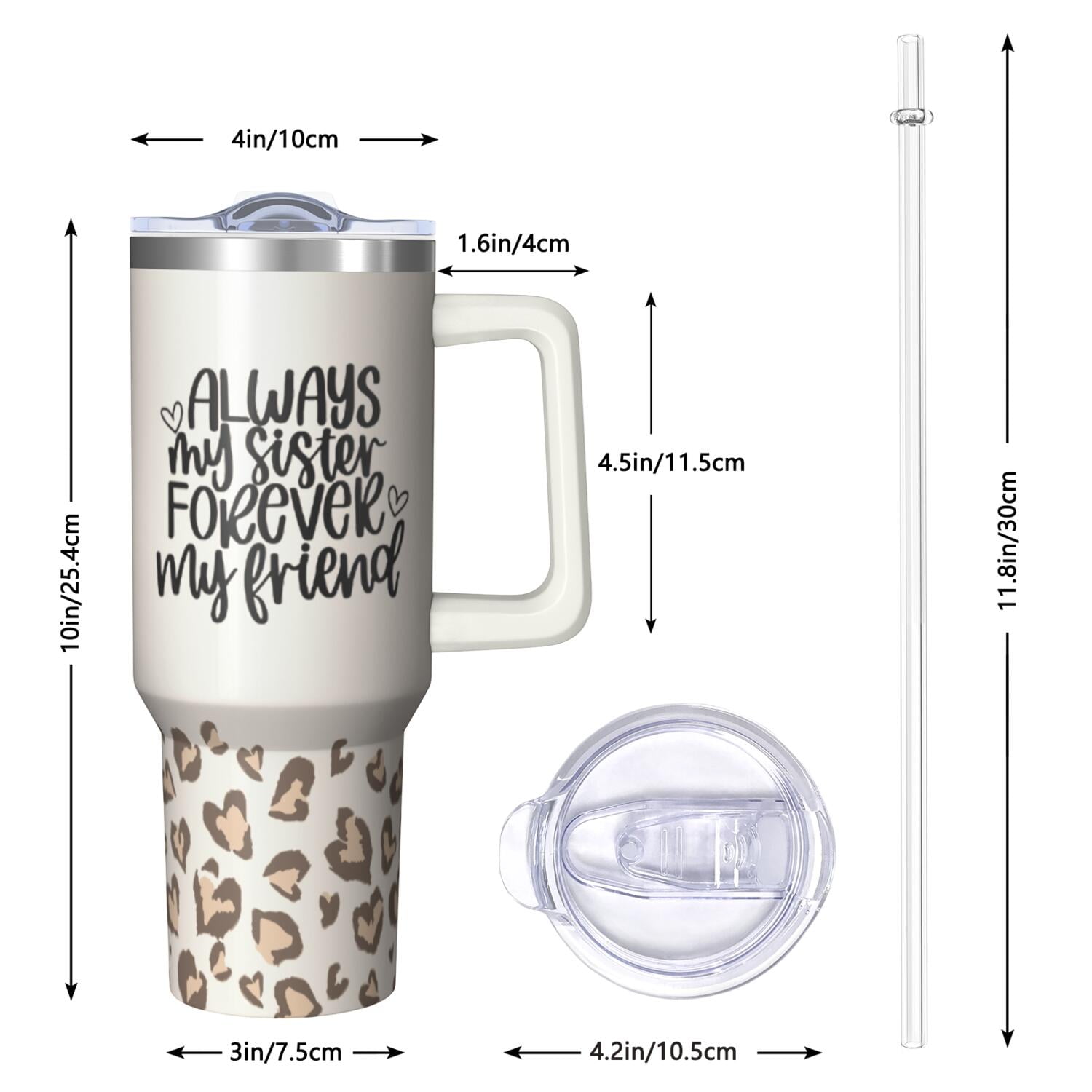 Absolutely Sister Gift - 40oz Insulated Tumbler with Handle and Straw, Vacuum Sealed, Amazing Birthday Christmas Gift for Sister, BFF, Bestie, Women