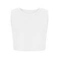 thumbnail image 3 of HCNTES Girls Tank Tops Kids Athletic Tank Ribbed Knit High Neck Crop Tops for Gym Yoga(5-6 Years,White), 3 of 6
