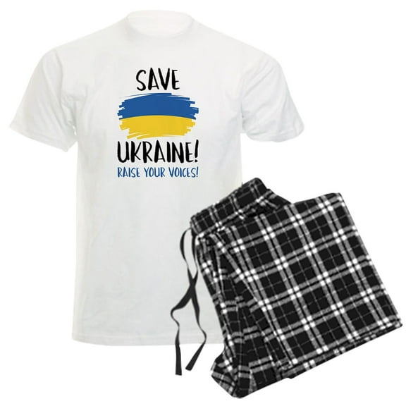 CafePress - Save Ukraine Raise Your Voices Men's Light Pajamas - Men's Light Loose Fit Cotton Pajama Set