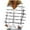 White, variant on Women's Lightweight Casual Jacket Striped V Neck Zip Up Long Sleeve Coats Trendy Sport Outwear