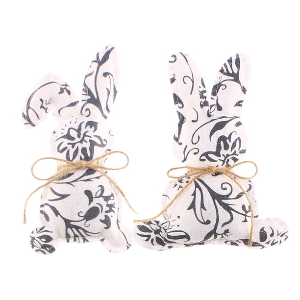 Decoraciones de Fiesta Azules Y Blancos Serie de Porcelana Azul Y Blanco Conejos de Tela Ornamentos Conejos de Pascua Suministros de Diseño de Fiesta de Vacaciones Decoraciones de Pascua para el Hogar