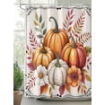 thumbnail image 2 of Fsddascl Fall Pumpkins Shower Curtain Set - 48" x 72" Washable Bathtub Curtain with 12 Hooks, Thanksgiving Flowers Rustic Autumn Leaves Waterproof Fabric Stall Shower Curtains for Bathroom/Bathtub, 2 of 6