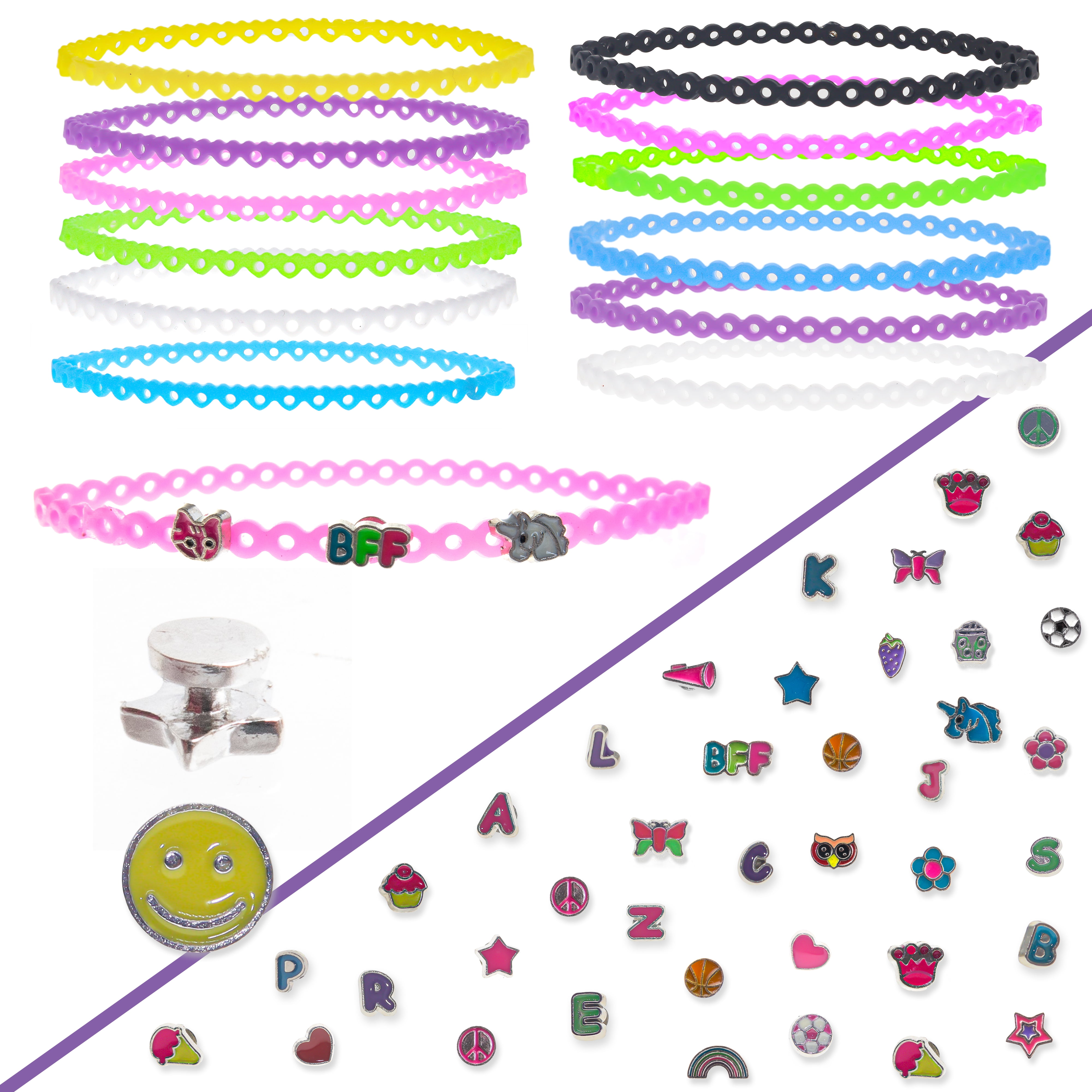 Fashion Arts and Crafts Toy DIY Jewelry Making Bracelets Craft Kits for Kids Age 6 7 8 9 10 11 12 Year Old Birthday Gift Travel Activities ZD005 Tcvents Bracelet Making kit for Girls 
