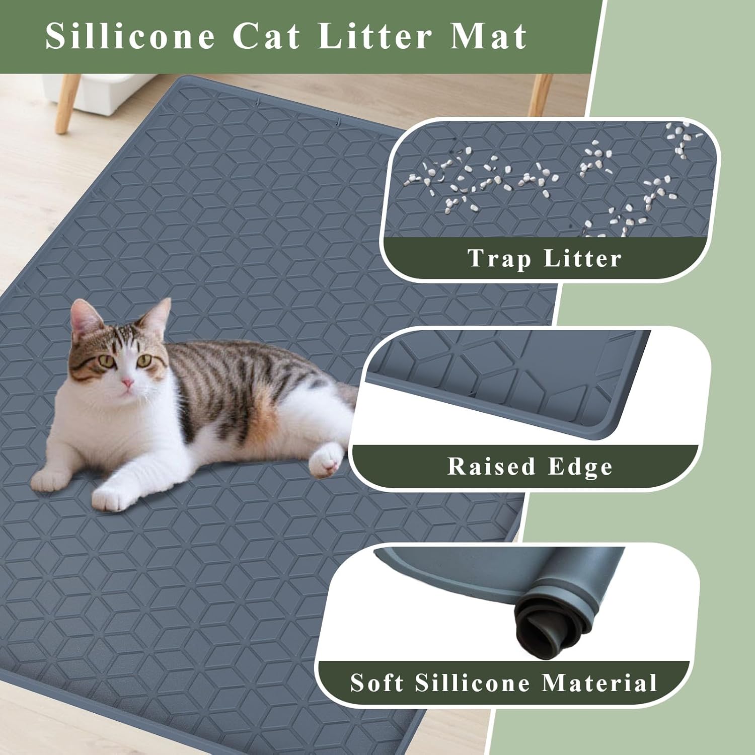 ODDPC Silicone Cat Litter Mat, Large photo 8