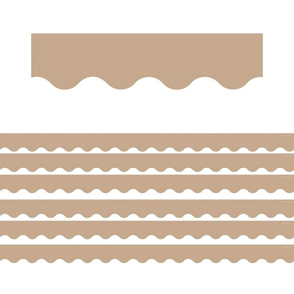 Teacher Created Resources Light Brown Scalloped Border Trim, 35 Feet Per Pack, 6 Packs