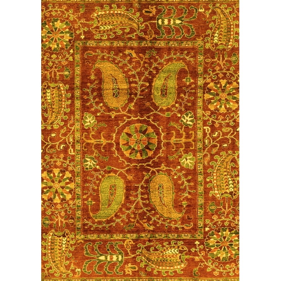Ahgly Company Indoor Rectangle Abstract Yellow Modern Area Rugs, 7' x 9'