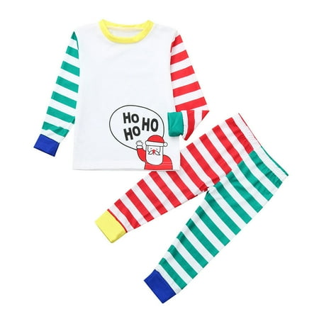 

Christmas Family Pajamas Matching Set Striped Christmas Tops Pants Sleepwear