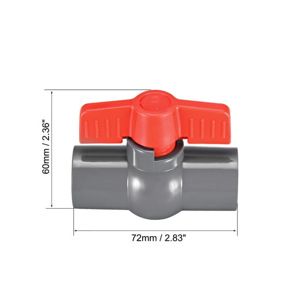 PVC Robinet à bille bouton de tuyau d'alimentation extrémités filetées 1/2  diamètre trou intérieur rouge gris 2pcs 