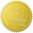 thumbnail image 1 of 100 pegatinas de lámina dorada de 5 cm con forma de corazón dorado en relieve para sobres, etiquetas autoadhesivas redondas con sello en relieve., 1 of 9