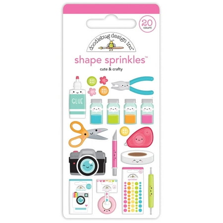 UPC: 0842715072480 | Doodlebug Sprinkles Adhesive Enamel Shapes-Cute & Crafty