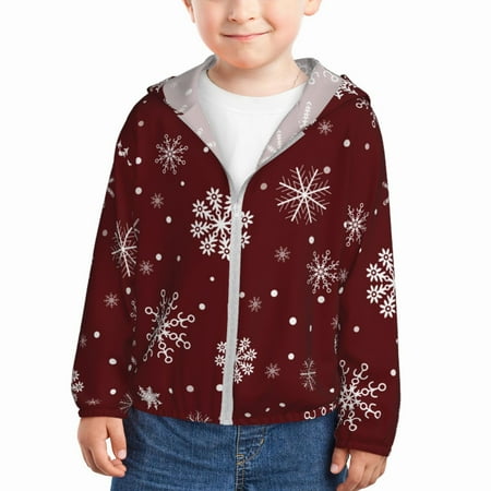 

Lukts Romantic white snowflakes Print Children s Long-Sleeved Sun Protection Clothing Hooded Sweatshirts for Boys and Girls Outdoor Sports-4 Years