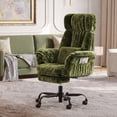 thumbnail image 2 of Bestier Big and Tall Executive Office Chair with Massage and Footrest Ergonomic Computer Desk Chair Reclining High Back Plush Velvet Swivel Chair with Lumbar Back Support, Olive Green, 2 of 12